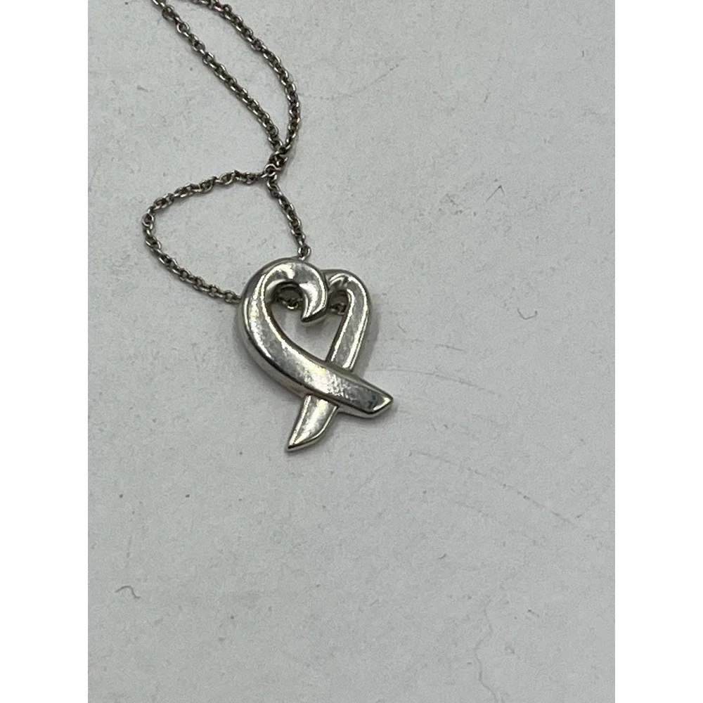 Tiffany & Co. Paloma Picasso 925‎ Sterling Silver Loving Open Heart Necklace